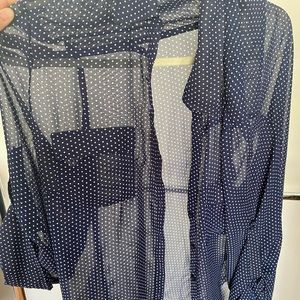 Blue sheer polka dot blouse
